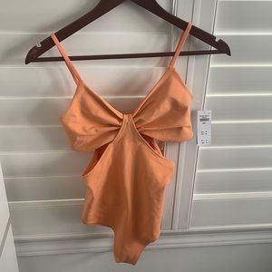 Abercrombie & Fitch cutout orange bodysuit